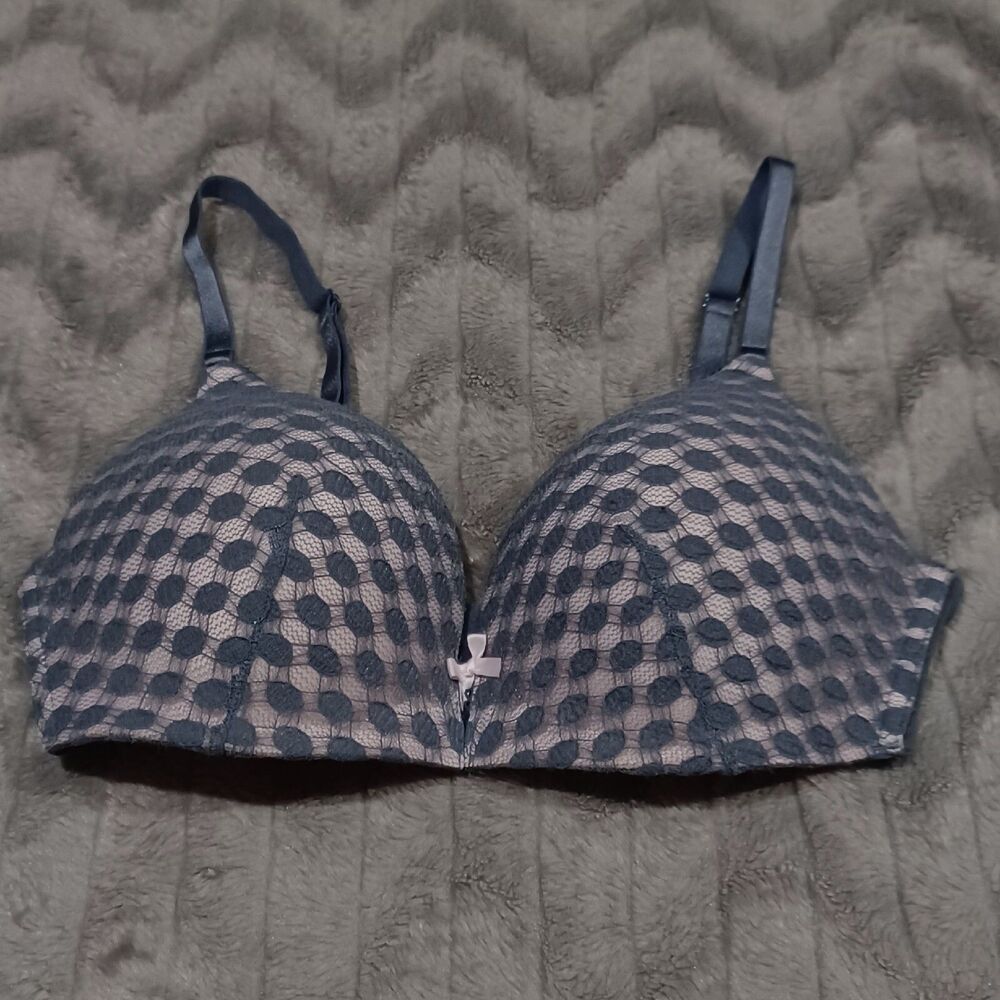 Victoria's Secret Womens Size 34D Pink Gray Lace Padded Bra Without Underwire